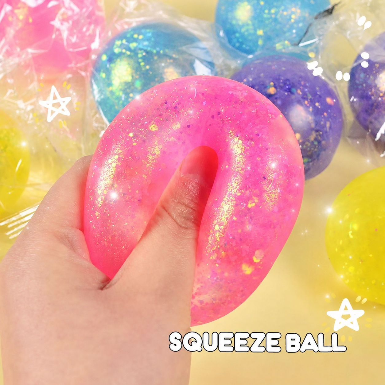 Glitter Ball Gel Squishy – 6 cm - Pink