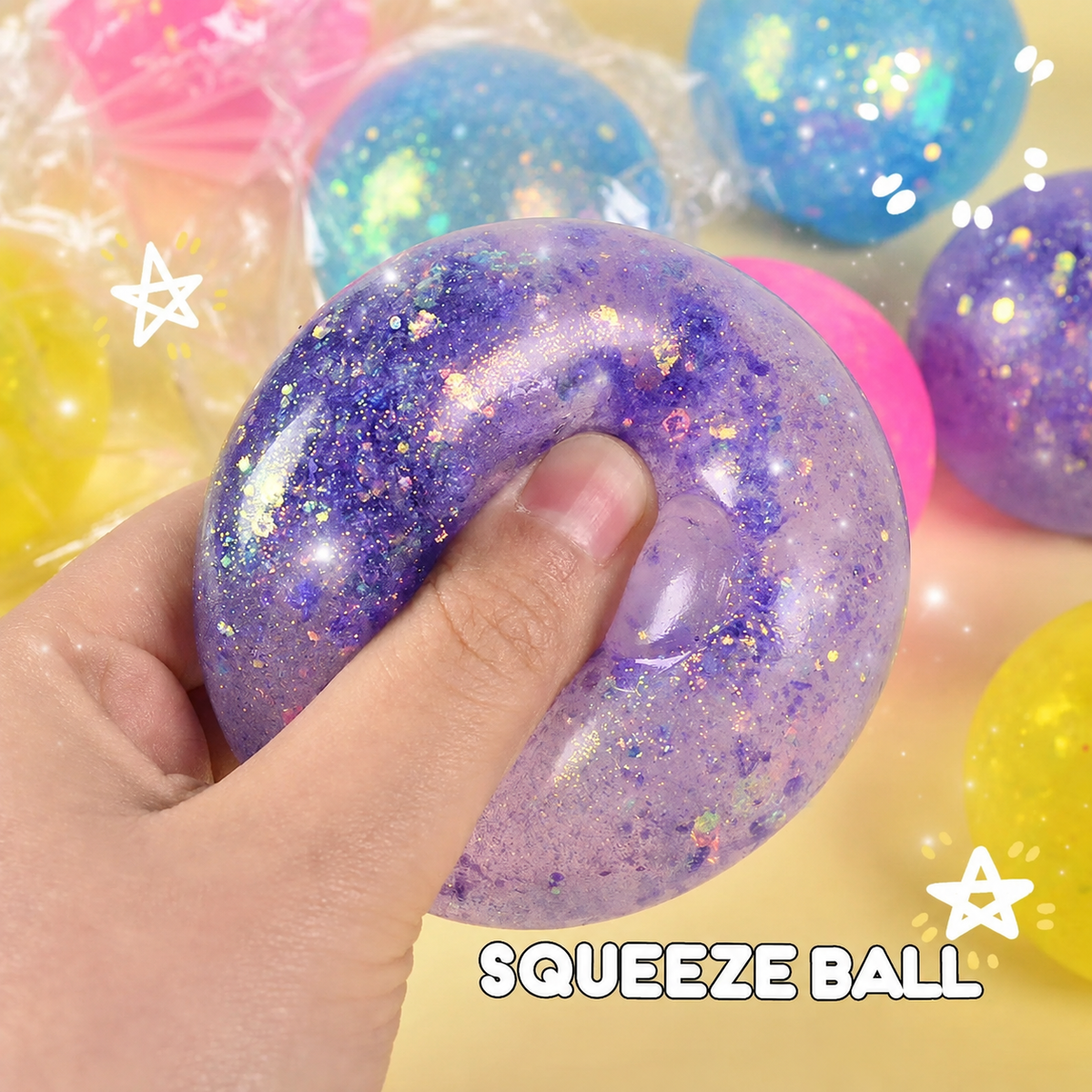 Glitter Ball Gel Squishy – 6 cm - Purple