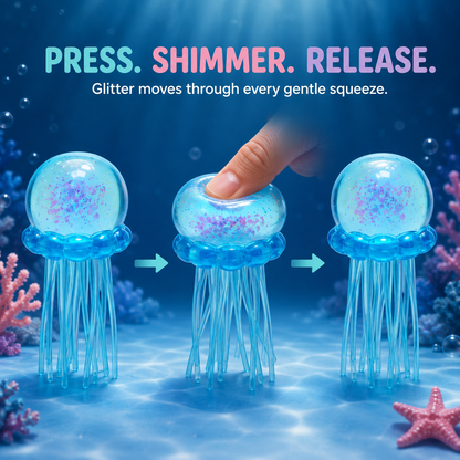 Glitter jellyfish press shimmer and release sequence