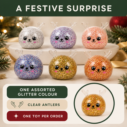 Assorted glitter colour reindeer sensory toys with one toy per order explained