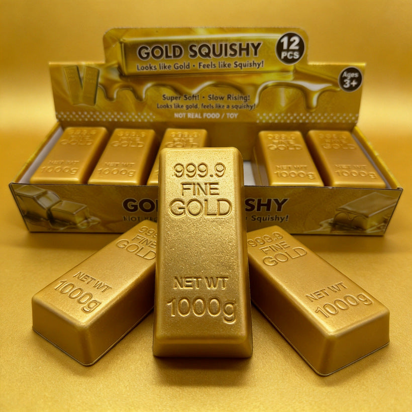 Gold bar squishies in wholesale display