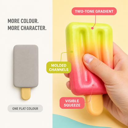 Gradient popsicle squishy colour and molded groove comparison