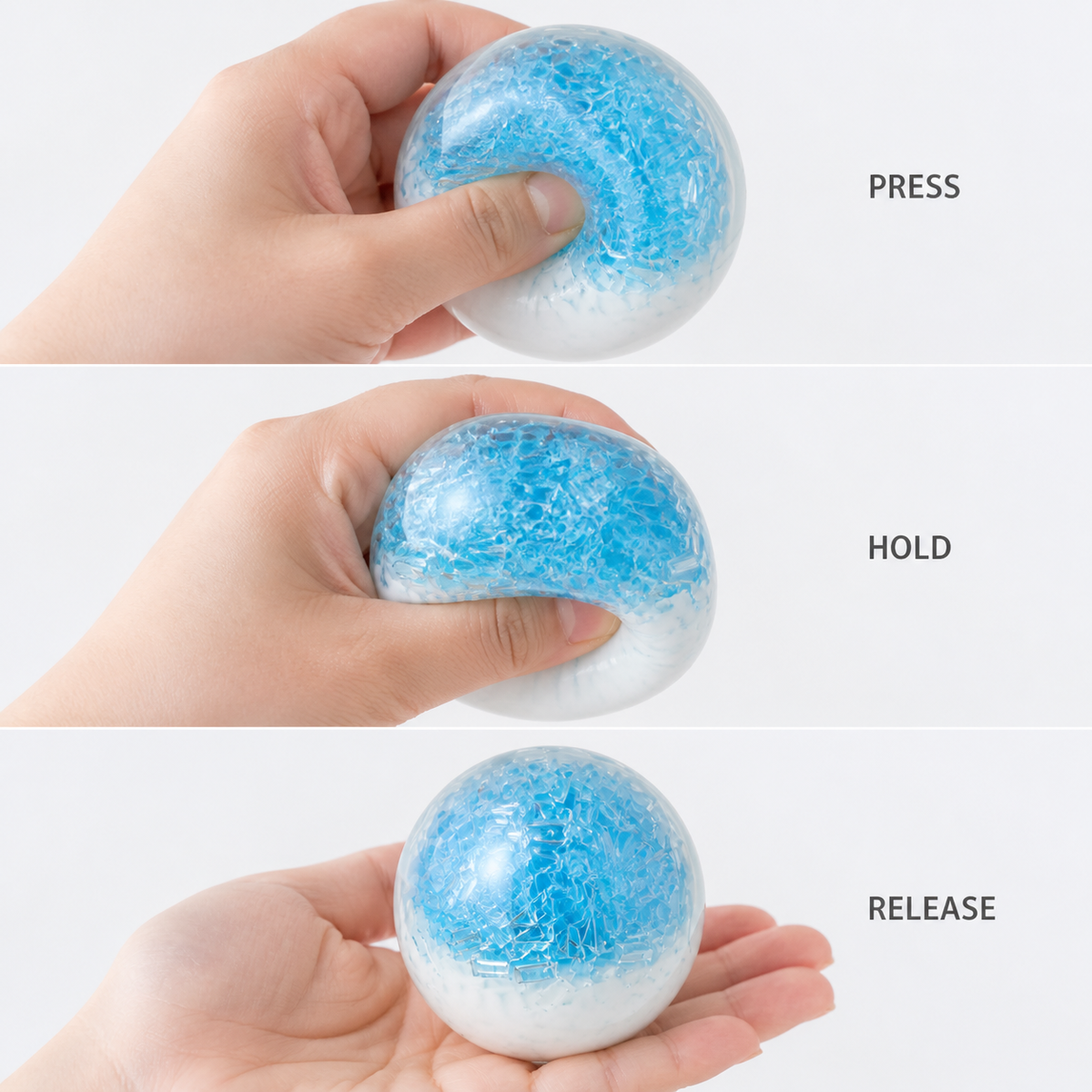 Six-Colour Ice-Bar Moldable Sensory Ball – 6 cm — Squeeze action