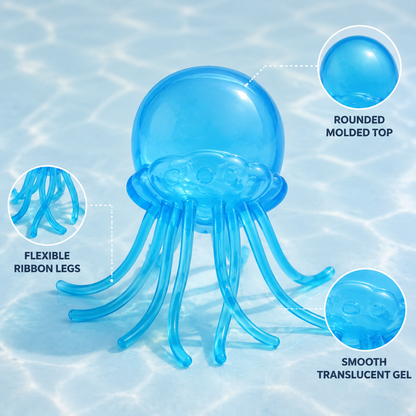 Blue gel jellyfish rounded top ribbon legs and translucent gel details
