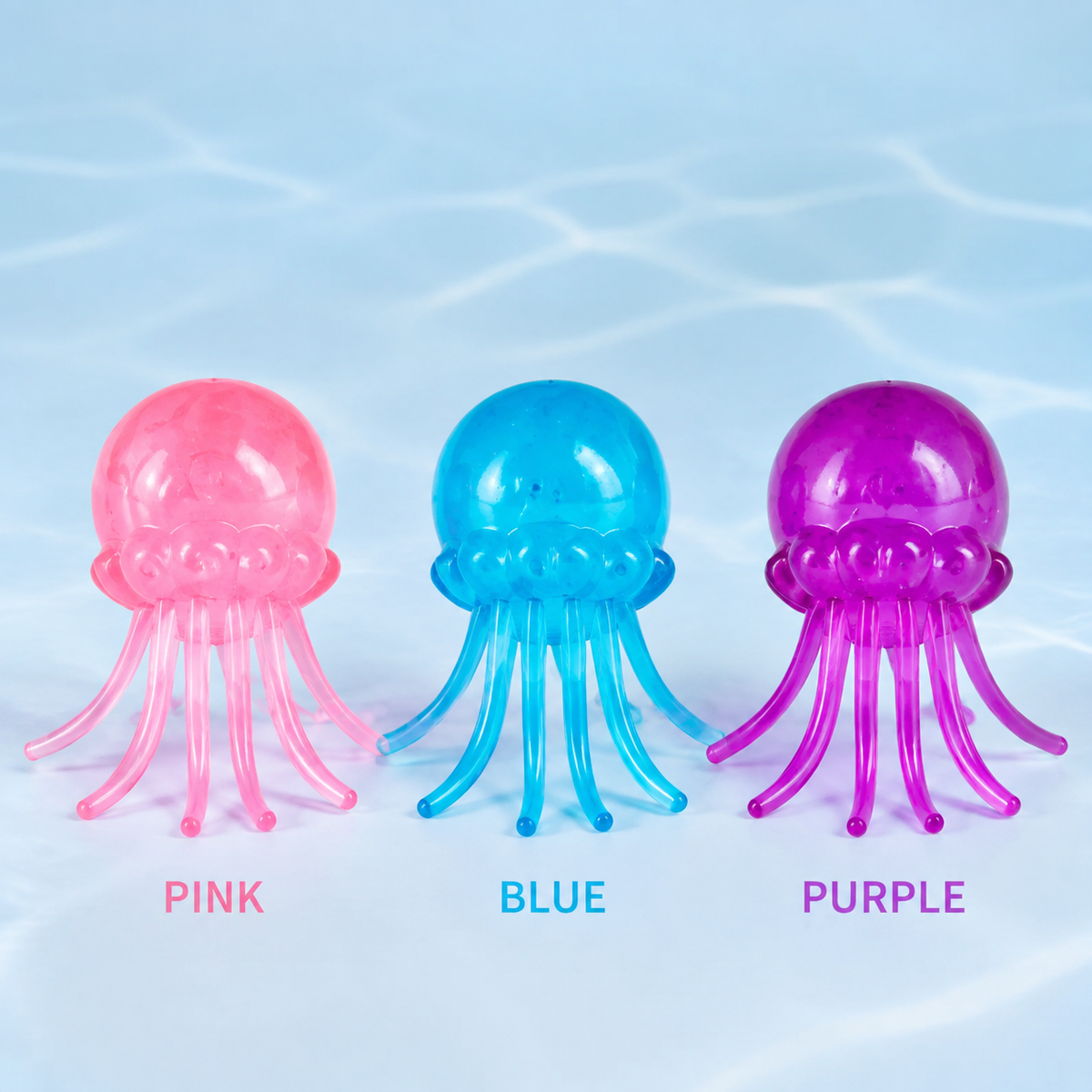 Pink blue and purple gel jellyfish toy colors