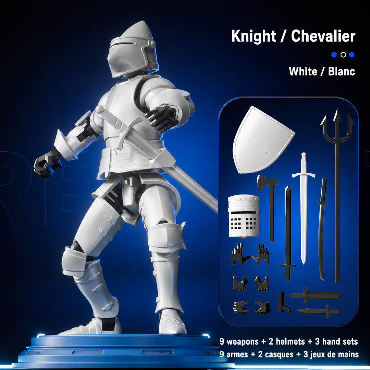 Classic knight articulated figure set in White
