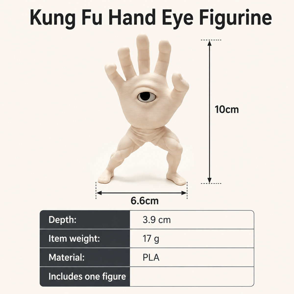 Kung Fu Hand Eye Figurine — specification detail