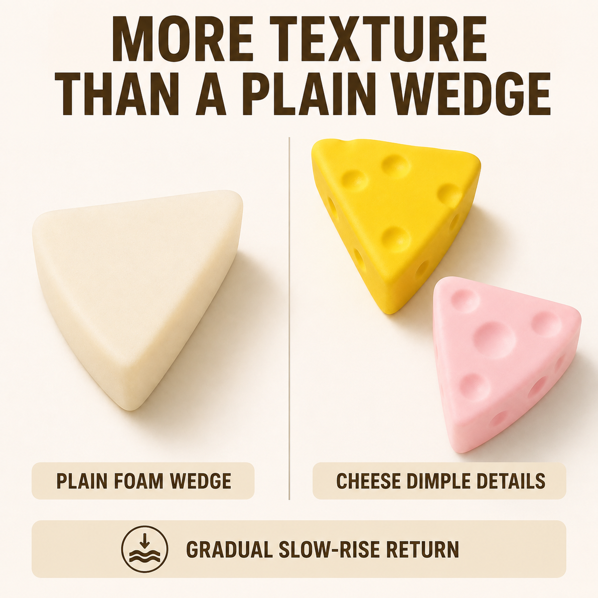 Large cheese squishy texture comparison