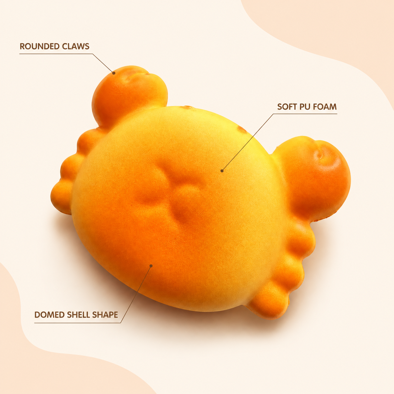Large orange crab squishy visible product features