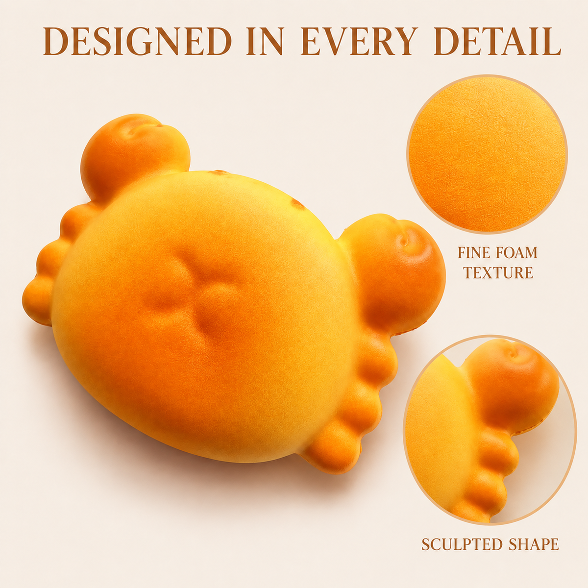 Large orange crab squishy foam texture and sculpted shape details