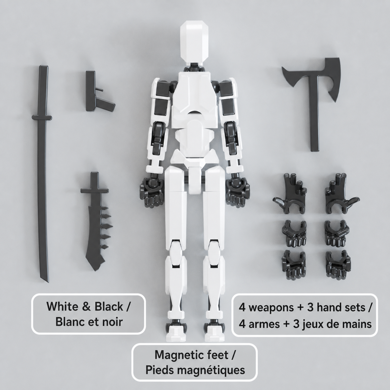Magnetic classic articulated figure in White and Black