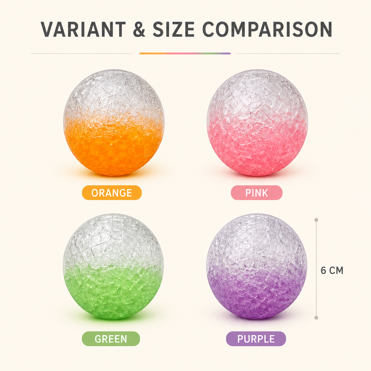 Four-Colour Maltose-Fruit Moldable Sensory Ball – 6 cm — Variants and size