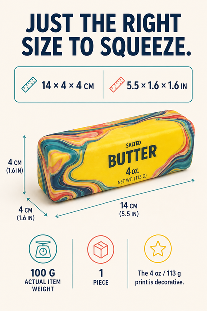 Marbled butter stick squishy exact dimensions and actual 100 g item weight