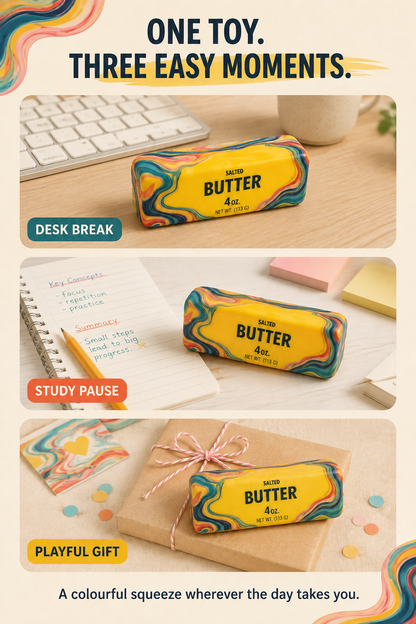 Marbled butter stick squishy for desk study and gifting moments