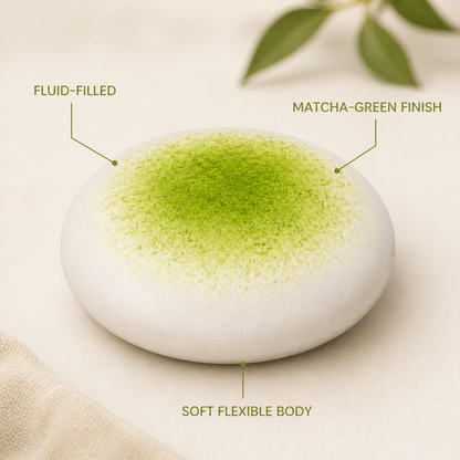 Matcha mochi fluid-filled sensory squeeze toy feature details