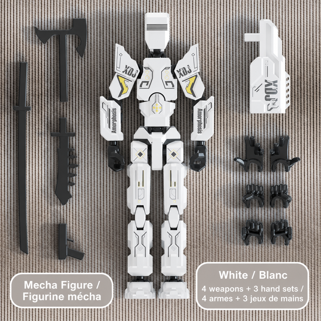 Mecha articulated figure set in White