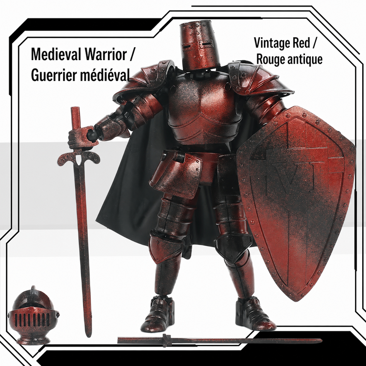 Medieval warrior articulated figure in Vintage Red