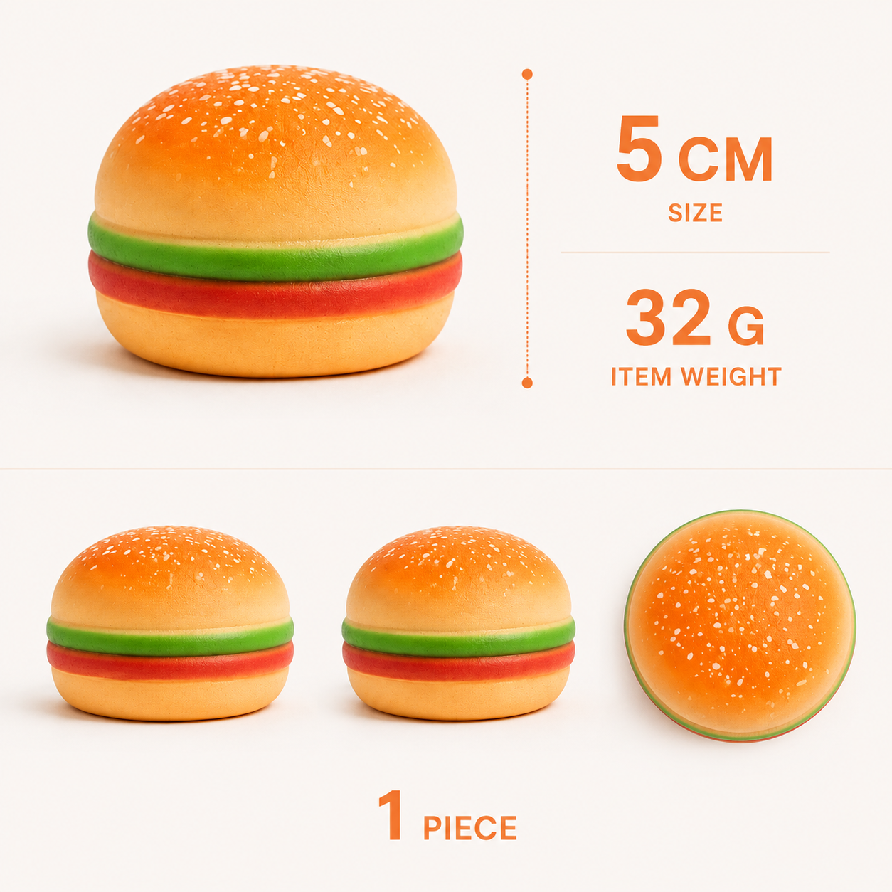 Mini 5 cm burger sensory squeeze toy verified specifications