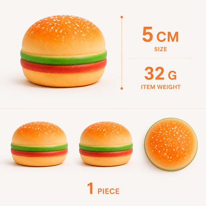 Mini 5 cm burger sensory squeeze toy verified specifications