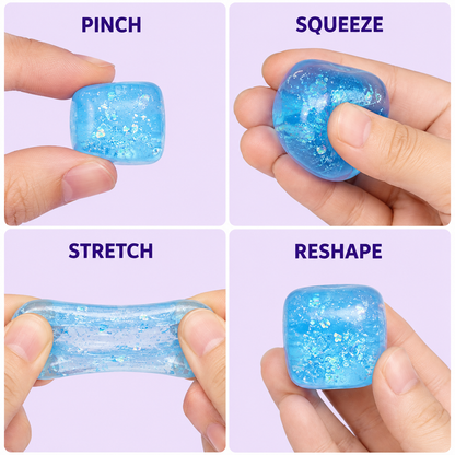 Mini blue aurora gel cube pinch squeeze stretch and reshape guide