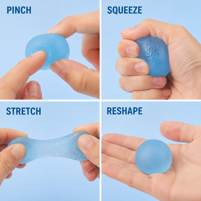 Blue mini candy gel toy pinch squeeze stretch and reshape guide