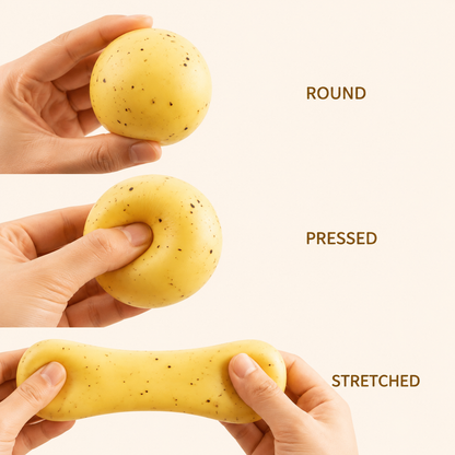 Moldable potato sensory ball round pressed and stretched forms