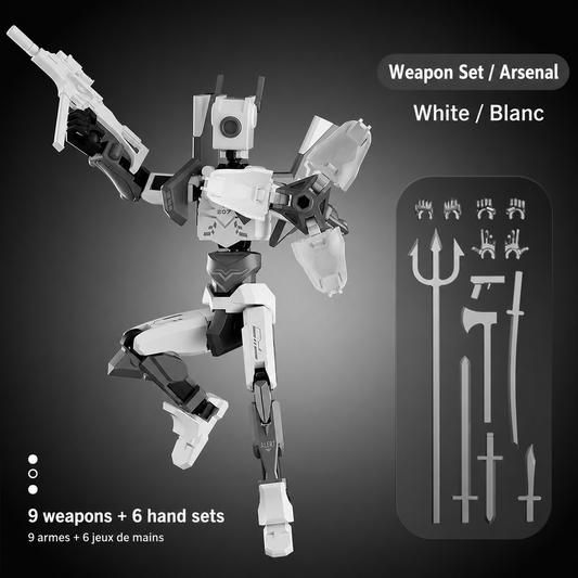 Nine-weapon articulated figure set in White