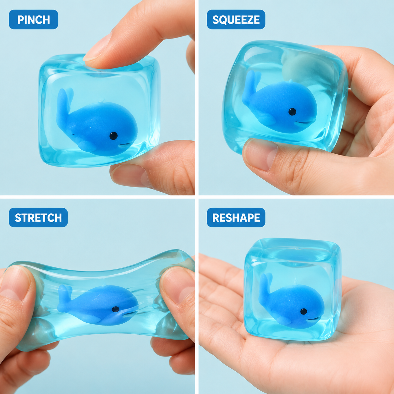 Blue whale ocean dango pinch squeeze stretch and reshape guide