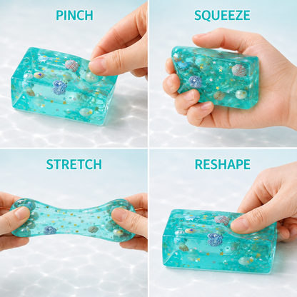 Ocean shell aqua gel block pinch squeeze stretch and reshape guide