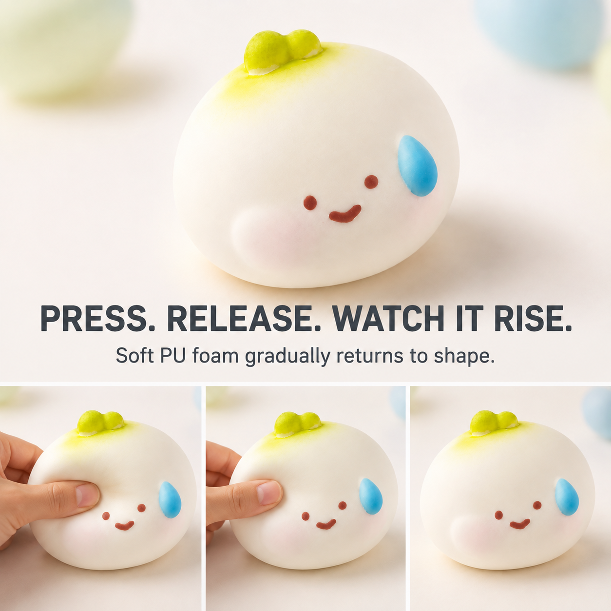 Onion slow-rise squishy press release and rise action guide