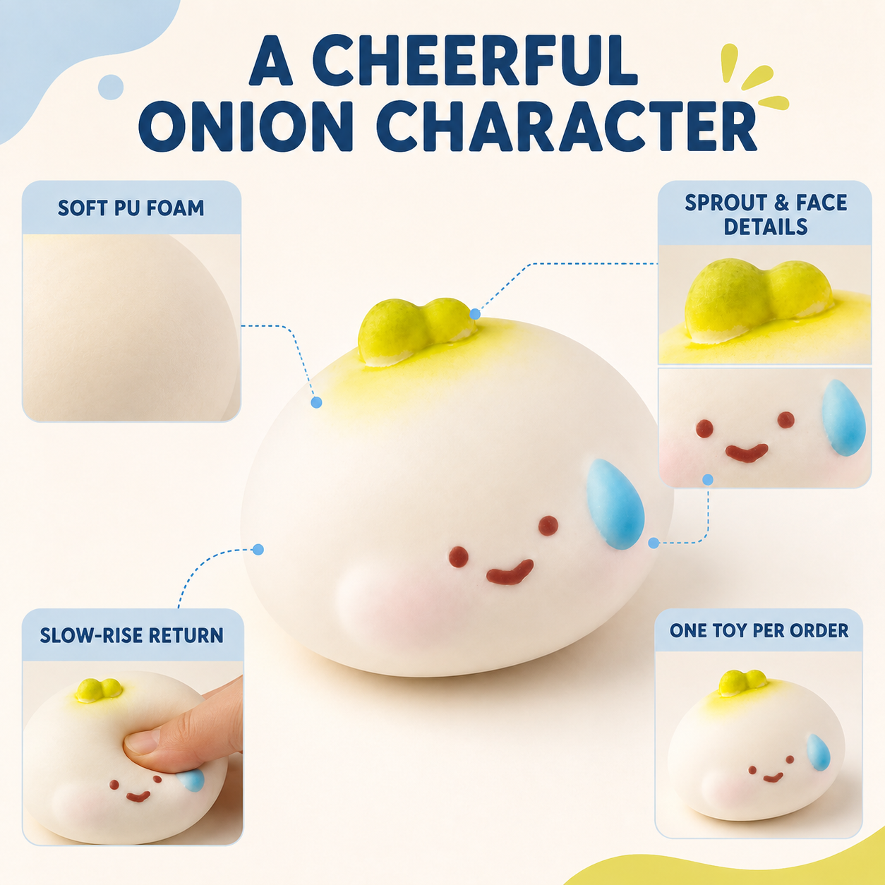Onion character slow-rise squishy product features