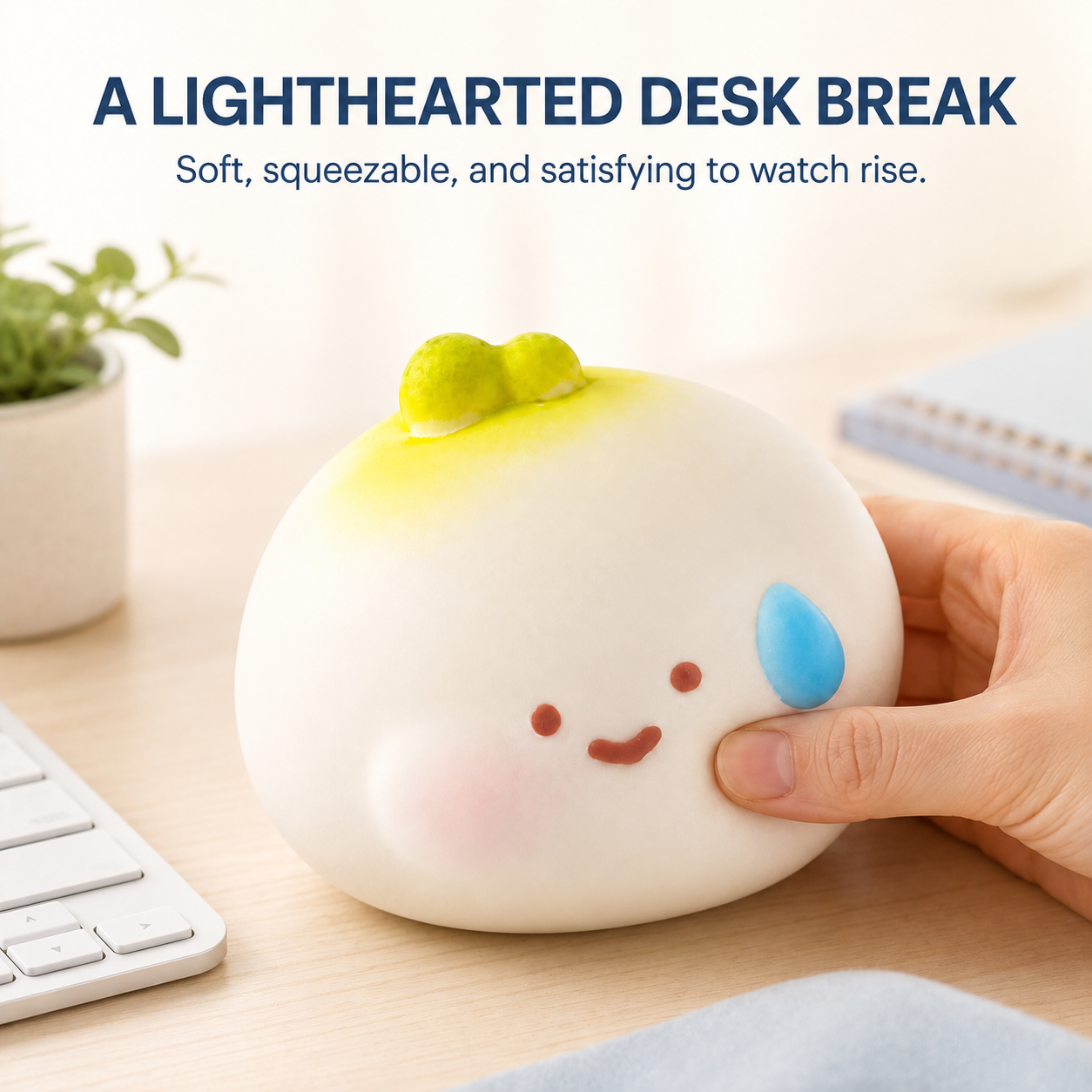 Onion slow-rise squishy as a lighthearted desk break