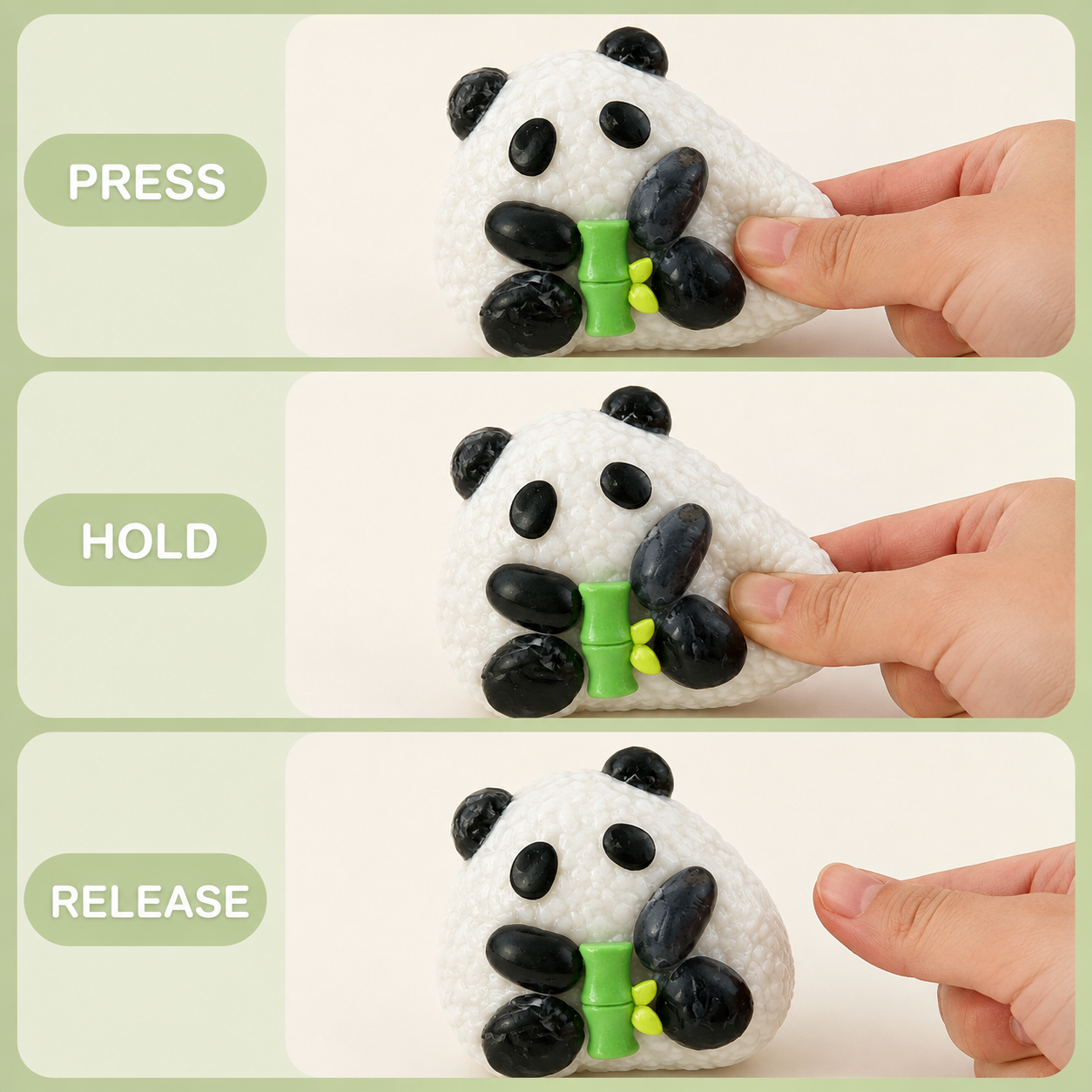 Panda rice-ball press hold and release guide
