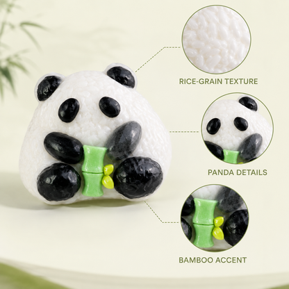 Panda rice-grain texture and bamboo details