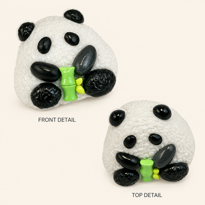 Panda rice-ball front and top details