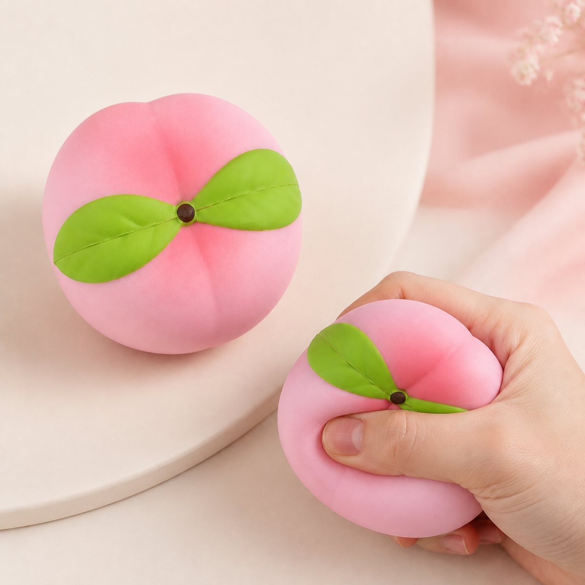 Peach Slow-Rise PU Sensory Squeeze Toy — Hero image