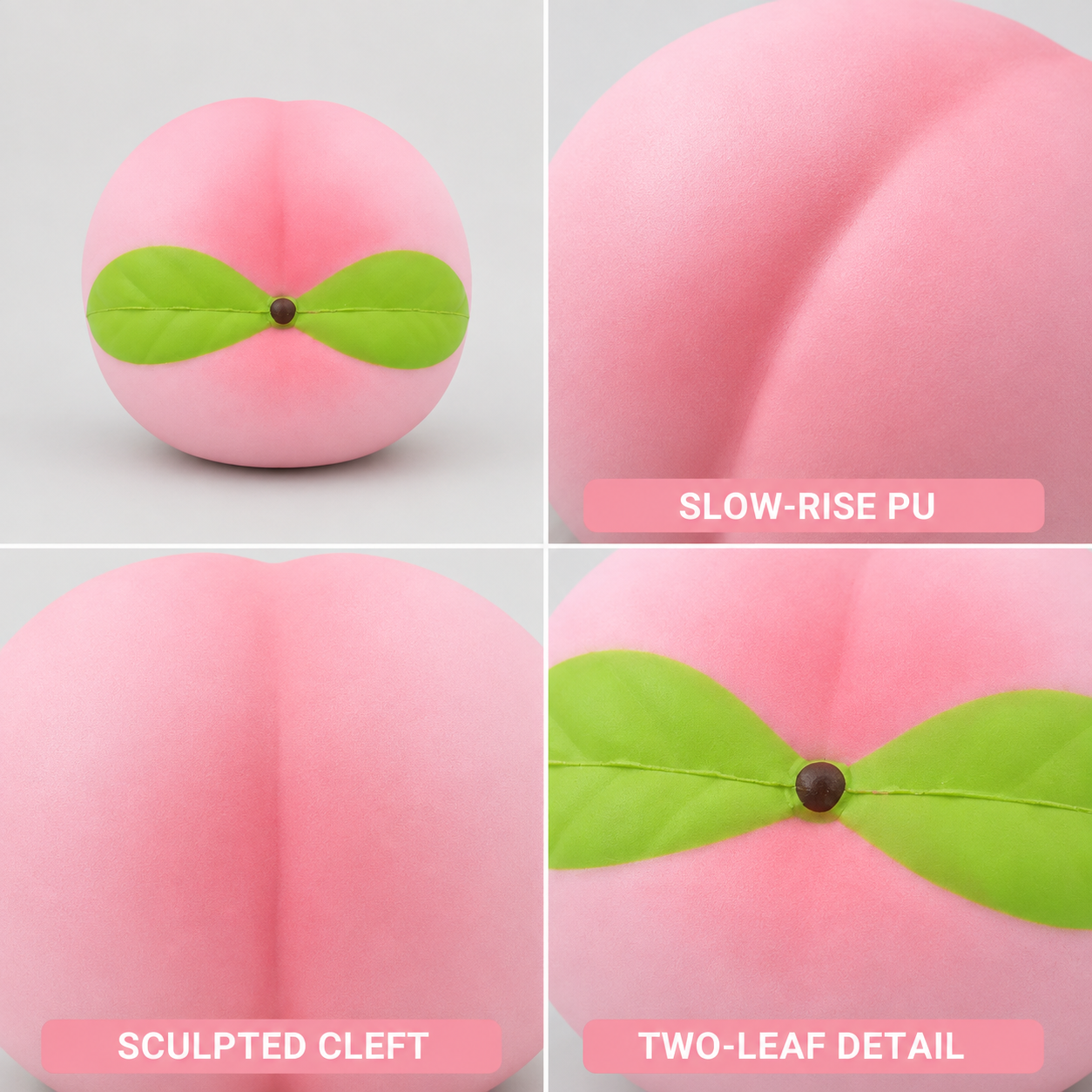 Peach Slow-Rise PU Sensory Squeeze Toy — Features