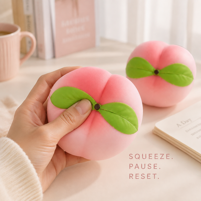Peach Slow-Rise PU Sensory Squeeze Toy — Lifestyle use