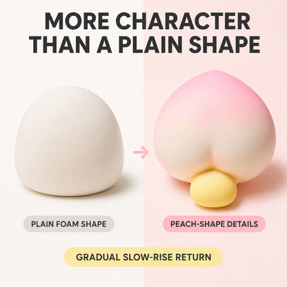 Peach-shaped squishy compared with a plain foam shape