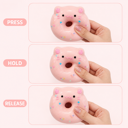Pink pig donut press hold and release guide
