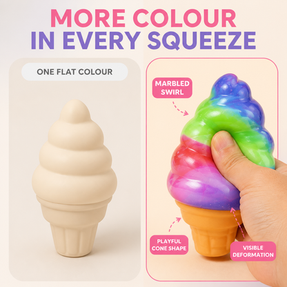 Rainbow marble soft-serve squishy comparison