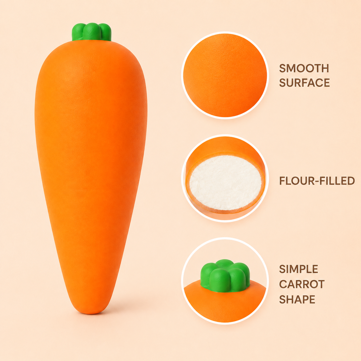Carrot sensory squeeze toy feature details
