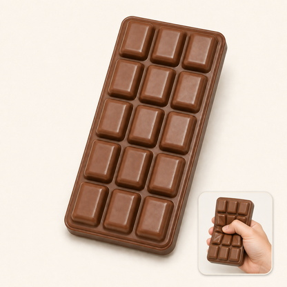 Realistic chocolate bar squishy with hand-squeeze demonstration