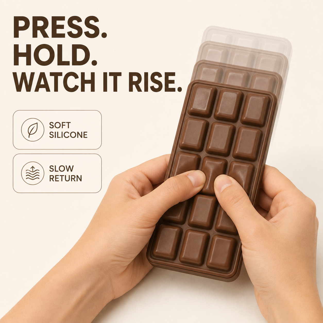 How the realistic chocolate bar squishy presses and slowly returns
