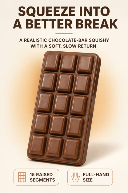 Realistic chocolate bar squishy product overview