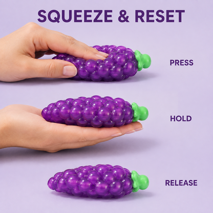 Purple grape sensory squeeze toy press hold release