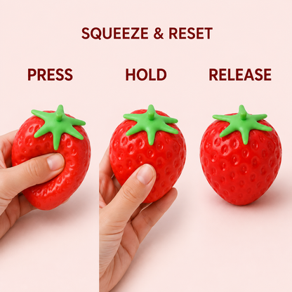 Strawberry sensory squeeze toy press hold release