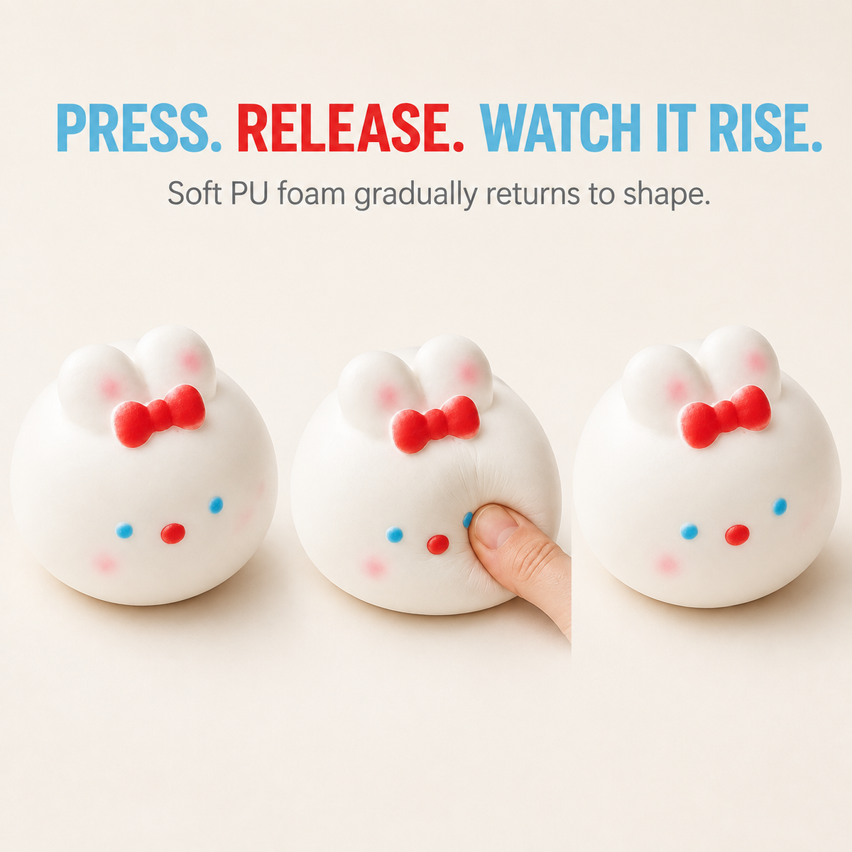Red rabbit slow-rise squishy press release and rise action guide