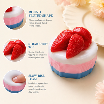 Round dessert cake fluted shape strawberry top and slow-rise foam details
