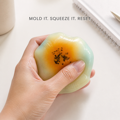 Shaped egg-yolk cake fluid-filled sensory squishy lifestyle use